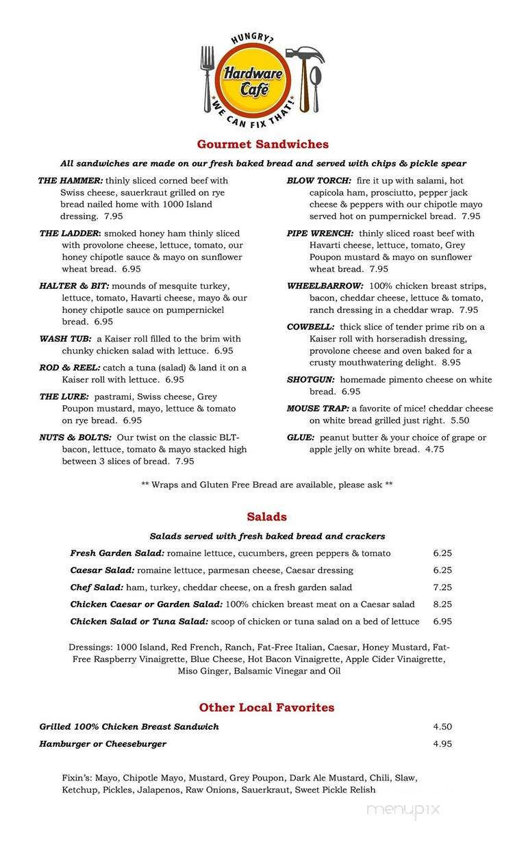 Hardware Cafe - Warrenton, NC menu_pic