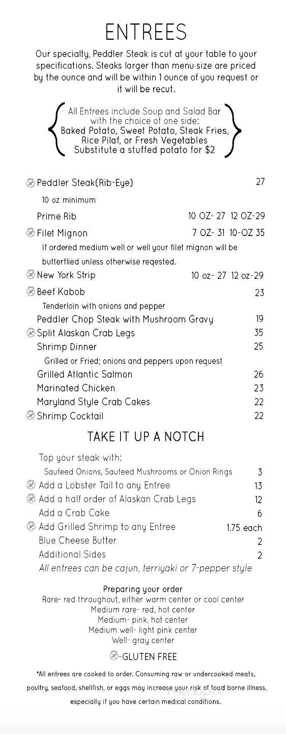 Peddler Steakhouse - Boone, NC menu_pic