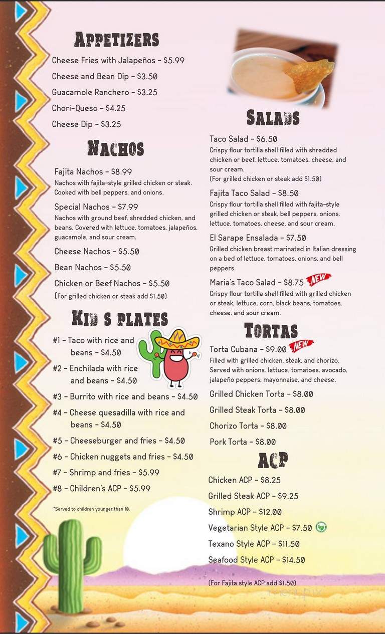 El Sarape Mexican Restaurant - Yadkinville, NC menu_pic