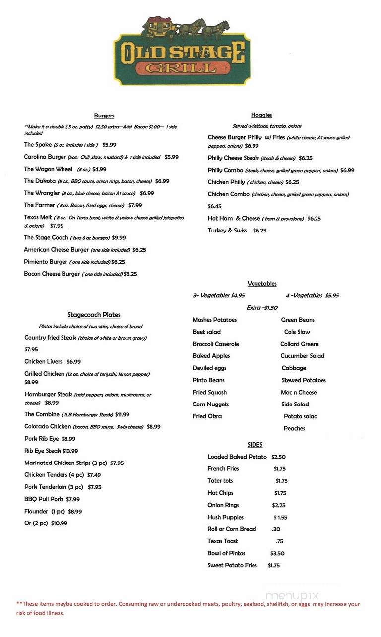 Old Stage Grill - Yadkinville, NC menu_pic