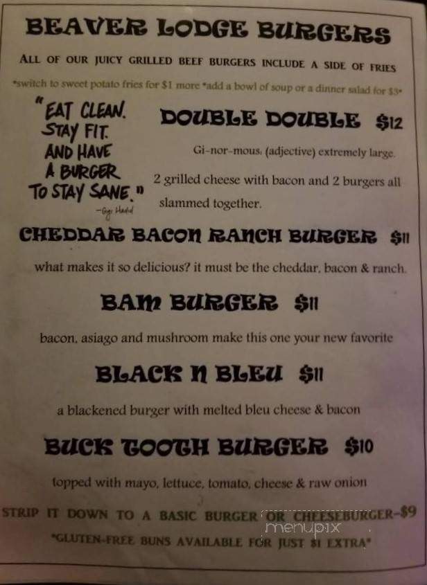 Angry Beaver Lodge - Oakes, ND menu_pic