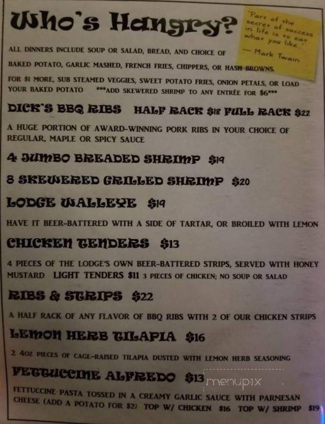 Angry Beaver Lodge - Oakes, ND menu_pic