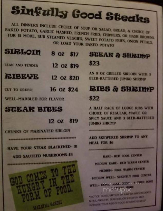 Angry Beaver Lodge - Oakes, ND menu_pic