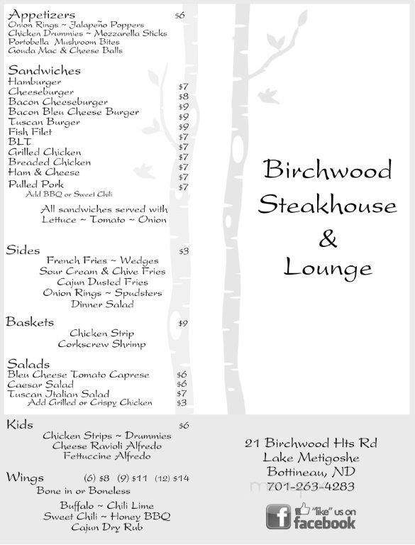 Birchwood Steakhouse & Lounge - Bottineau, ND menu_pic