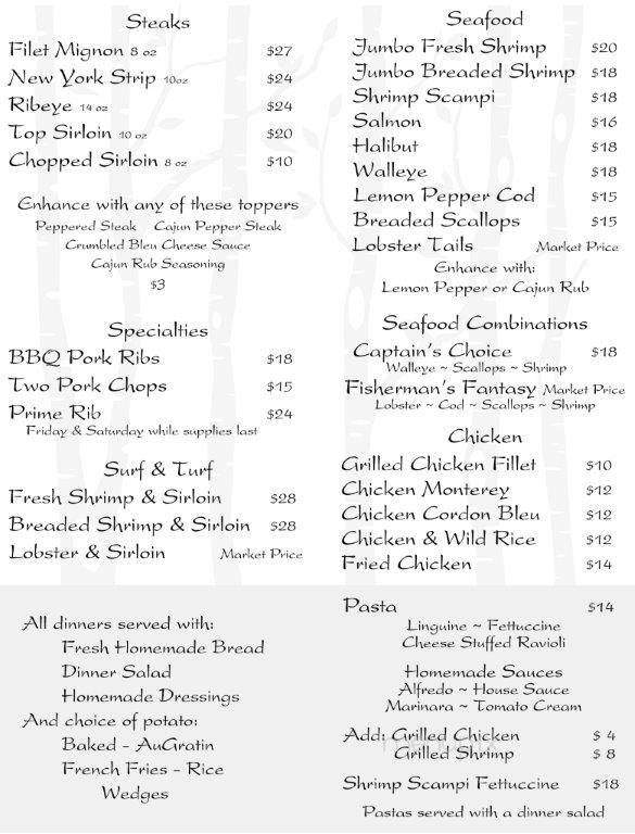 Birchwood Steakhouse & Lounge - Bottineau, ND menu_pic