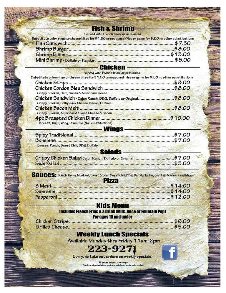 Tumbleweed - Larimore, ND menu_pic