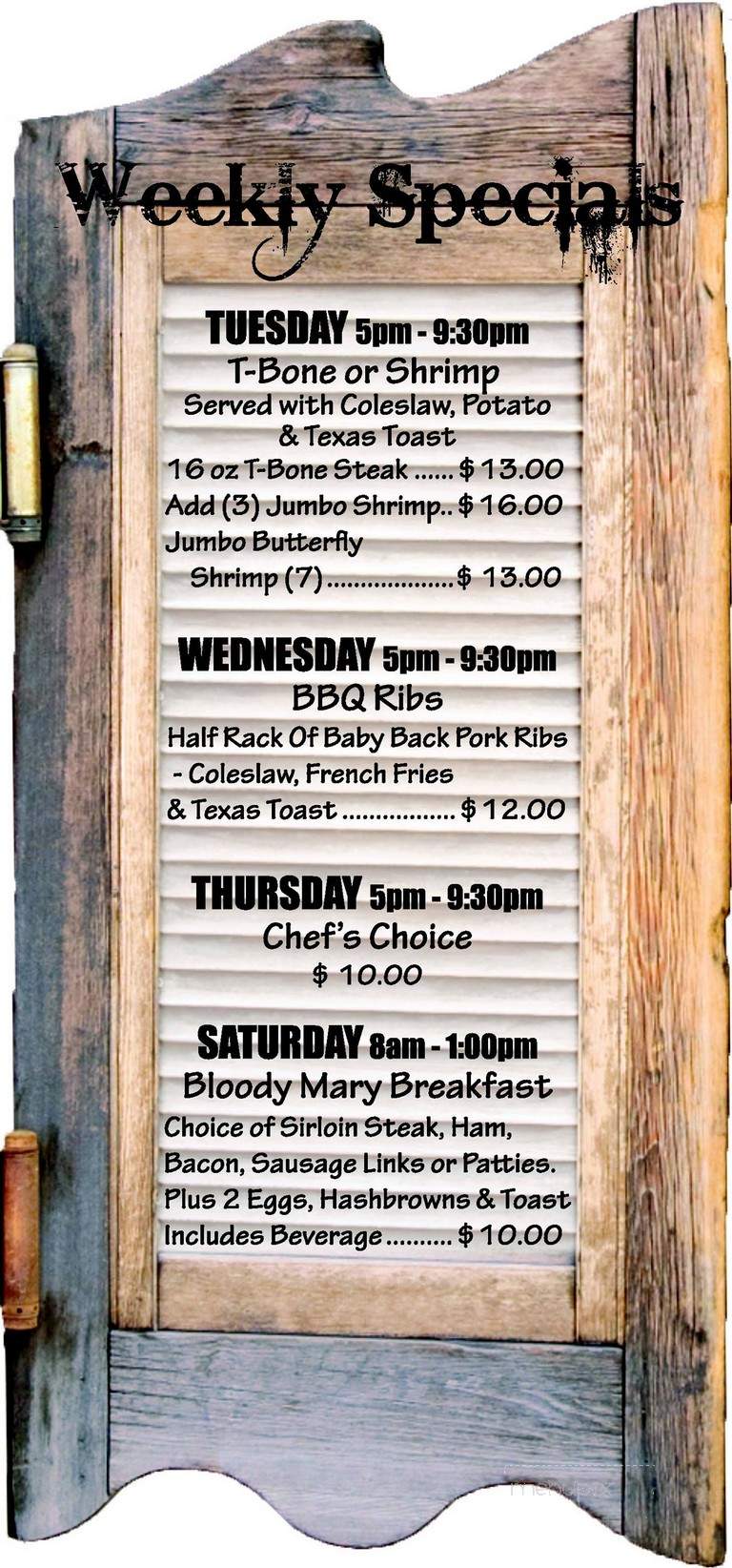 Tumbleweed - Larimore, ND menu_pic