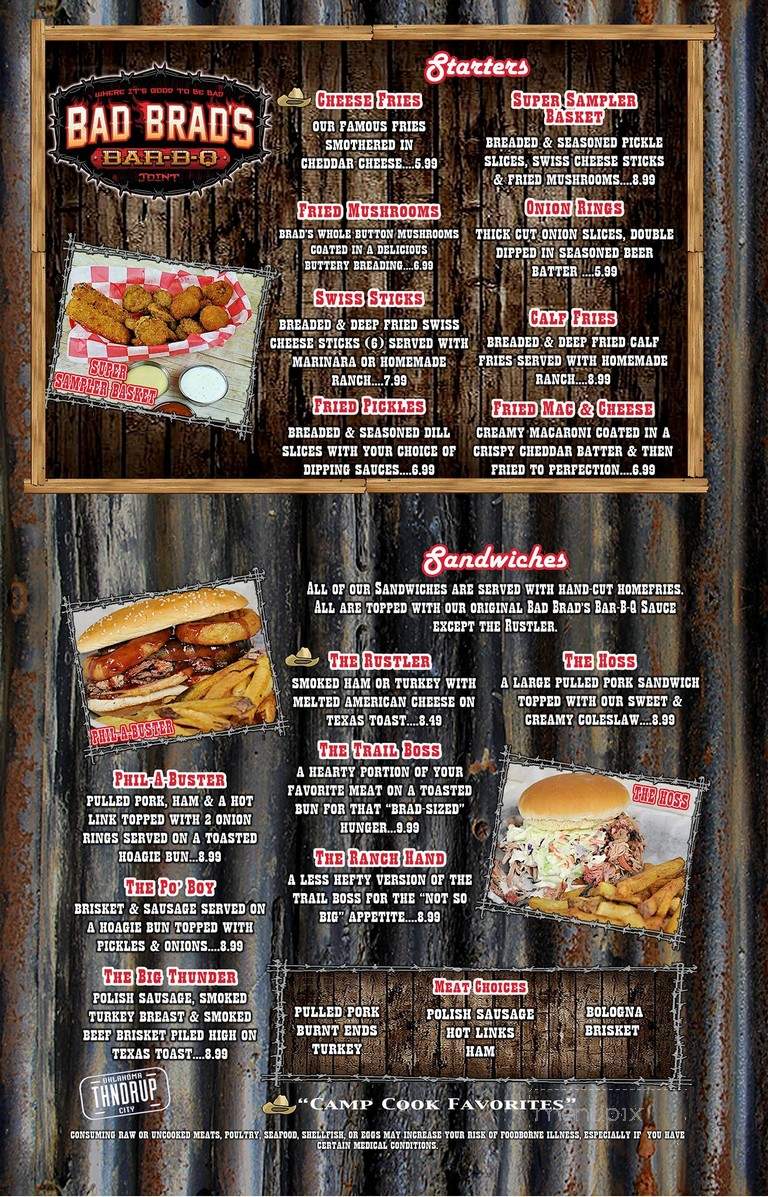 Bad Brad's Bar-B-Q - Pawhuska, OK menu_pic