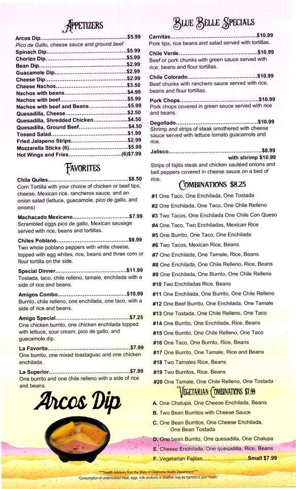 Blue Belle Saloon - Guthrie, OK menu_pic