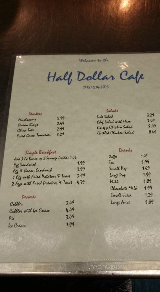 Half Dollar - Dewey, OK menu_pic