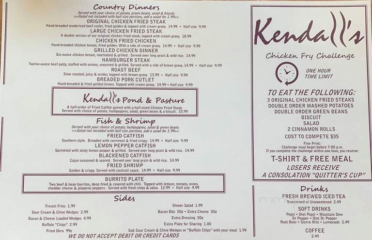 Kendall's Restaurant - Altus, OK menu_pic