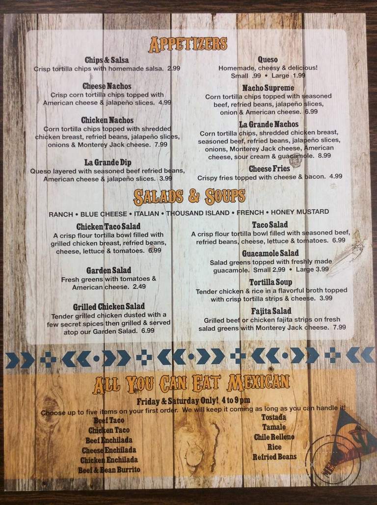 La Grande Mexican Restaurant - Madill, OK menu_pic