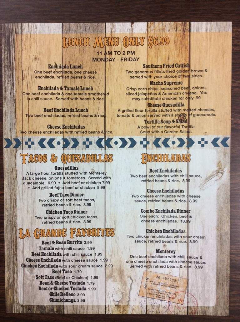 La Grande Mexican Restaurant - Madill, OK menu_pic