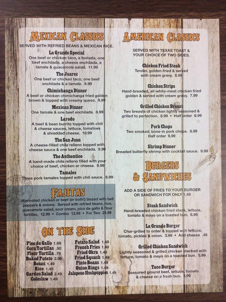 La Grande Mexican Restaurant - Madill, OK menu_pic