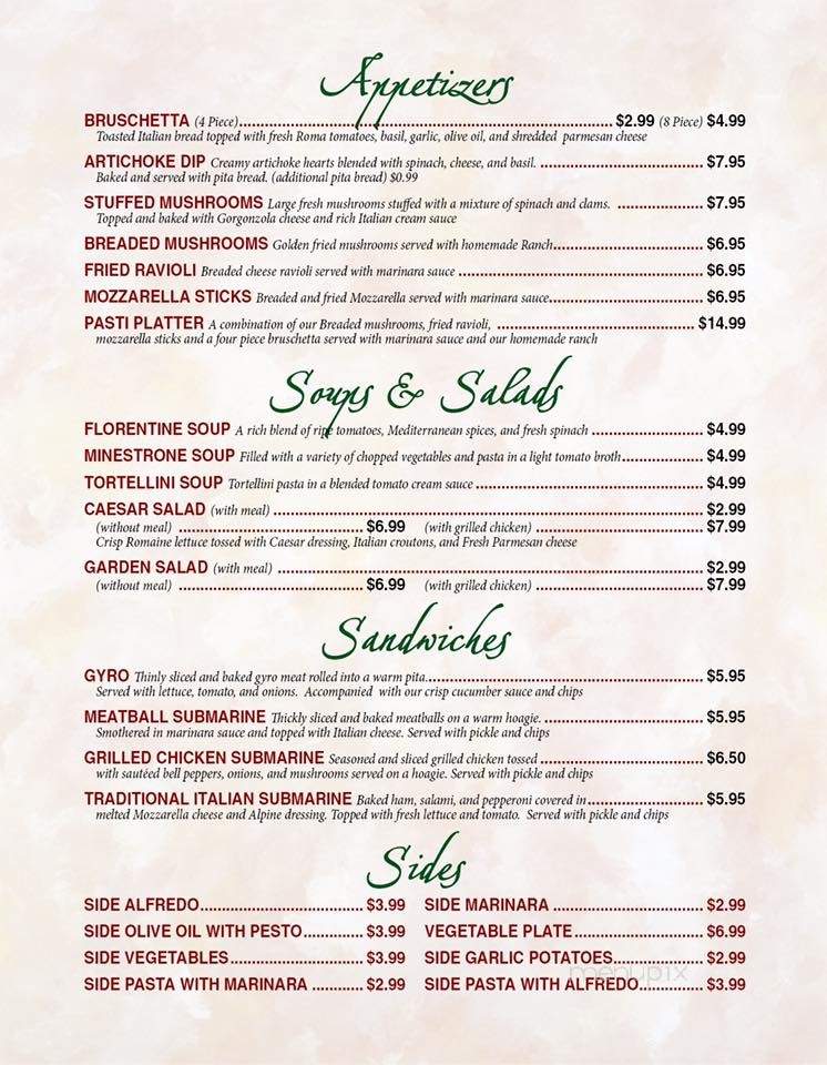 Pasti Italian Grill - Tahlequah, OK menu_pic