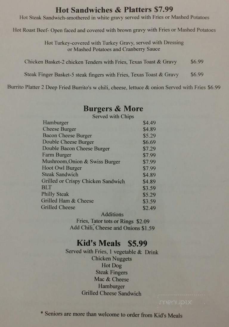 Trivet's Family Restaurant - Elgin, OK menu_pic