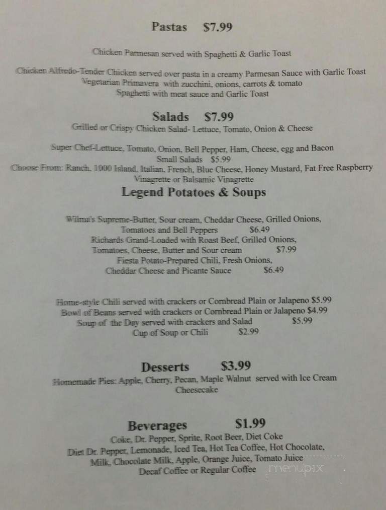 Trivet's Family Restaurant - Elgin, OK menu_pic