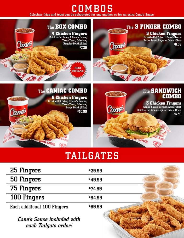 Raising Cane's Chicken Fingers - Norman, OK menu_pic