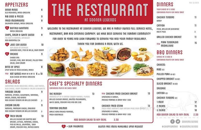 Sooner Legends Hotel Restaurant - Norman, OK menu_pic