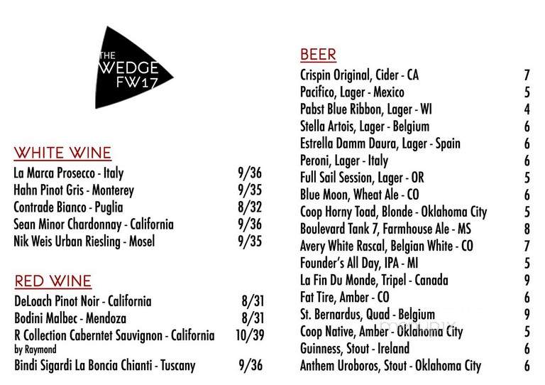 Wedge Pizzeria - Oklahoma City, OK menu_pic