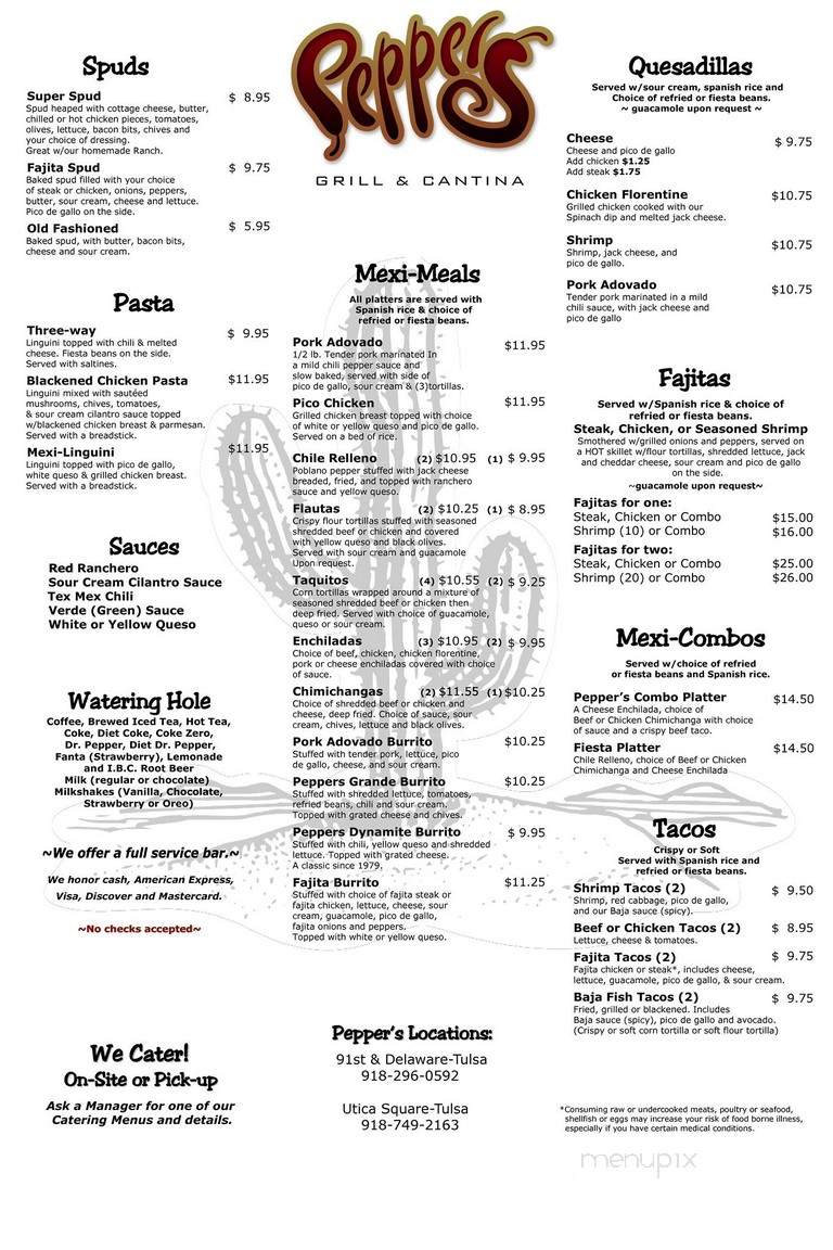 Pepper's Grill - Tulsa, OK menu_pic