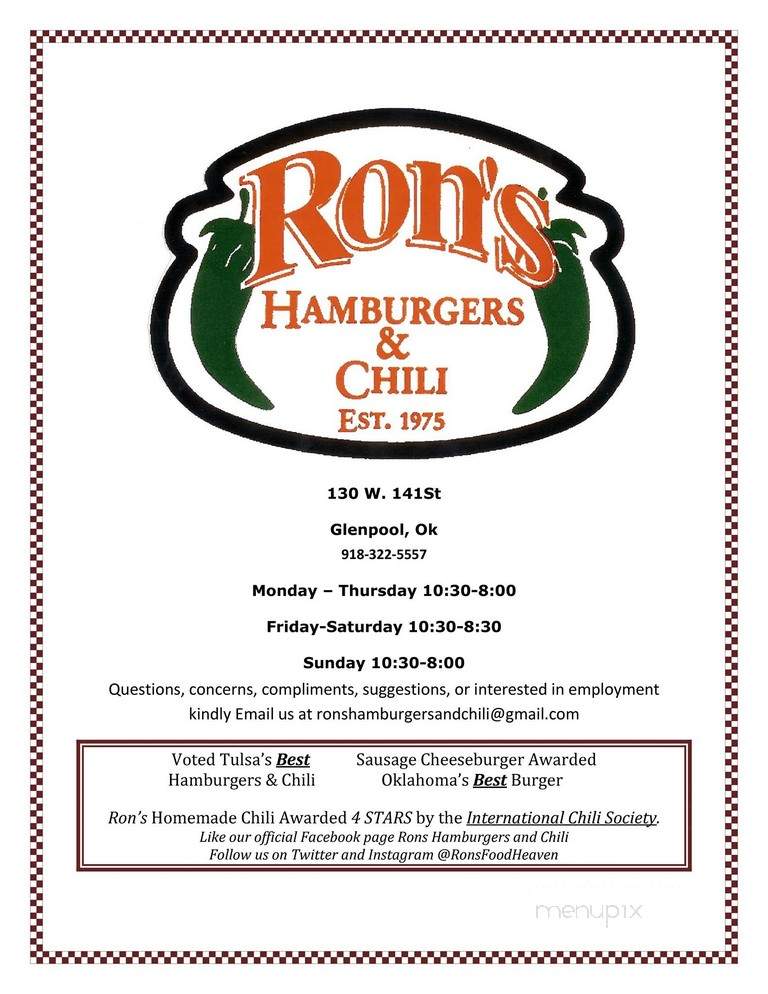 Ron's Hamburgers & Chili - Glenpool, OK
