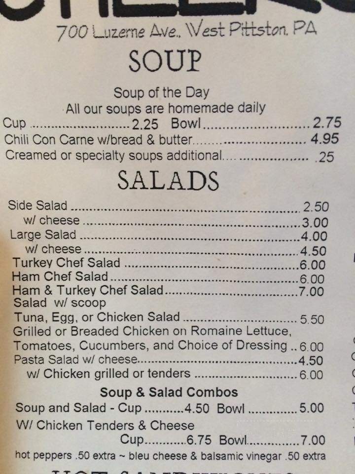 3 Cheers Cafe - West Pittston, PA menu_pic