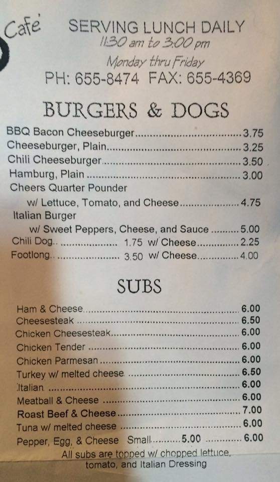 3 Cheers Cafe - West Pittston, PA menu_pic