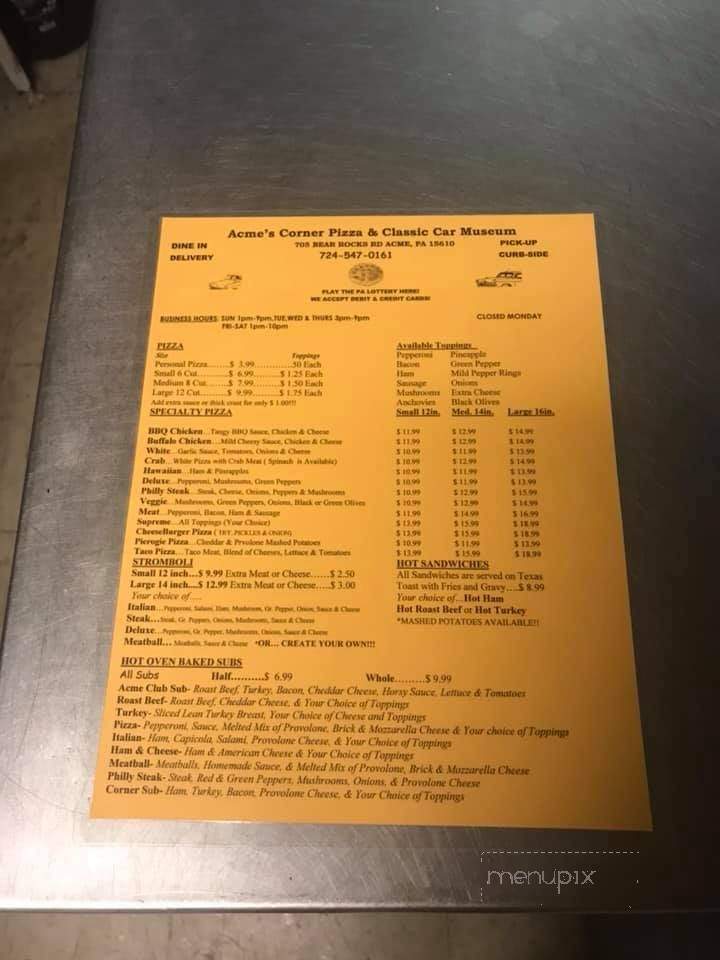 Acme Corner Pizza & Restaurant - Acme, PA menu_pic
