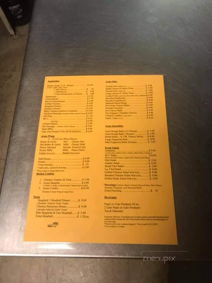 Acme Corner Pizza & Restaurant - Acme, PA menu_pic