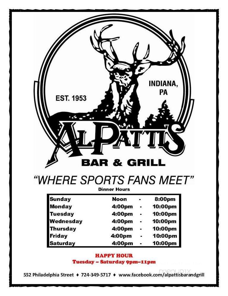 Al Patti's Bar & Grill - Indiana, PA menu_pic