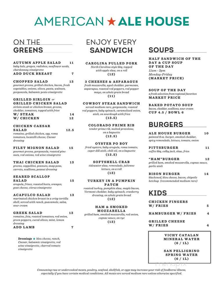 American Ale House & Grill - State College, PA menu_pic