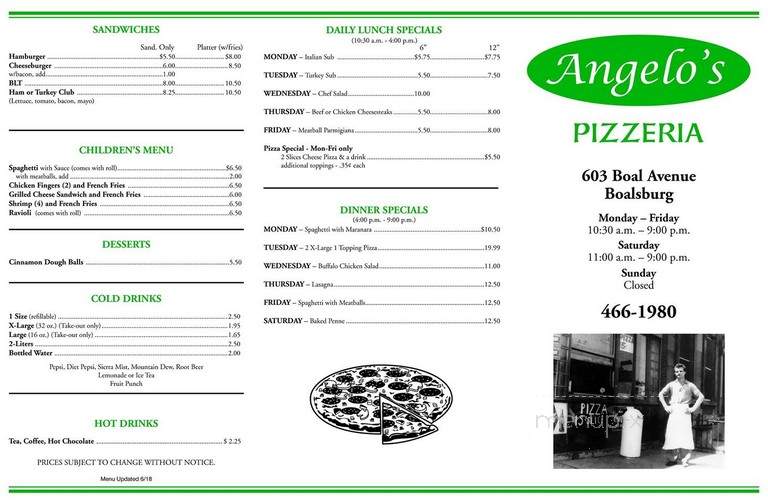 Angelo's Pizzeria - Boalsburg, PA menu_pic