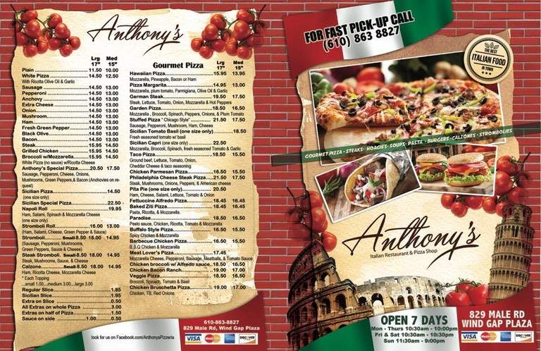 Anthony's Italian Rest & Pizza - Wind Gap, PA menu_pic
