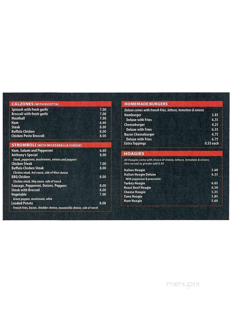 Anthony's IV Pizza Pasta - Morrisville, PA menu_pic