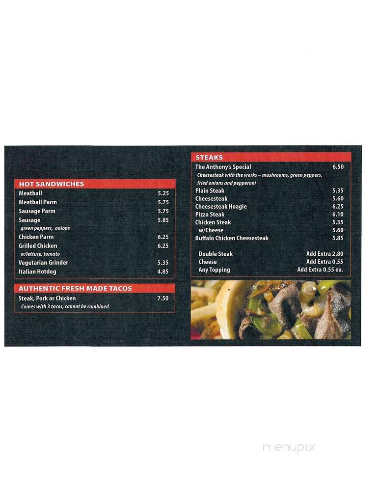 Anthony's IV Pizza Pasta - Morrisville, PA menu_pic