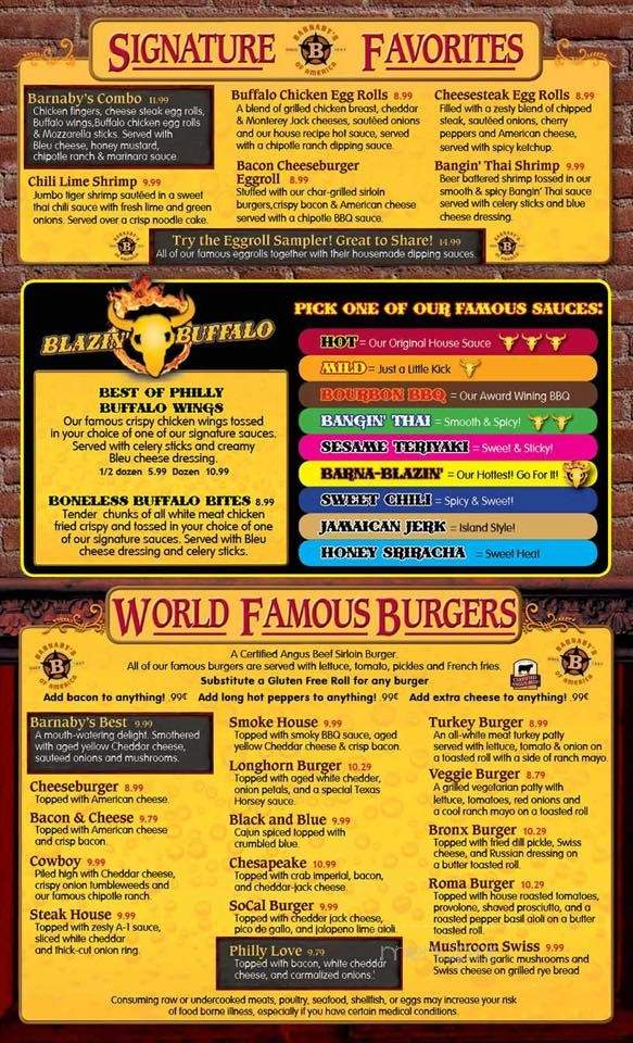 Barnaby's - Holmes, PA menu_pic