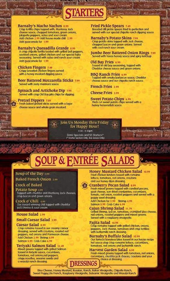 Barnaby's - Holmes, PA menu_pic