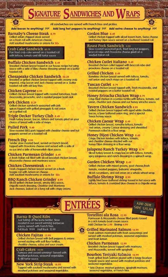 Barnaby's - Holmes, PA menu_pic
