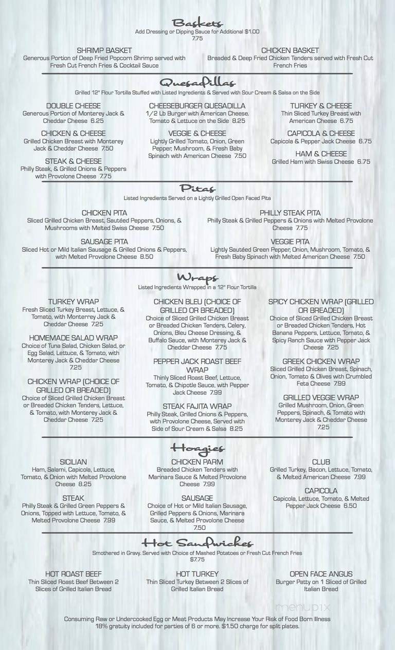 Beach House Restaurant - Finleyville, PA menu_pic