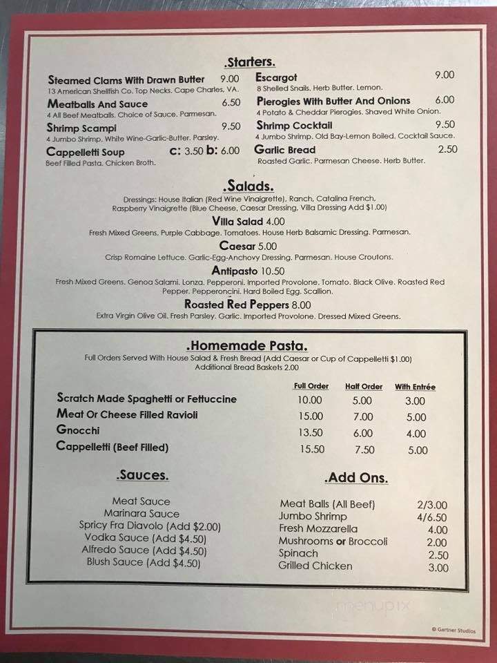 Bettelli's Villa - Wilkes Barre, PA menu_pic