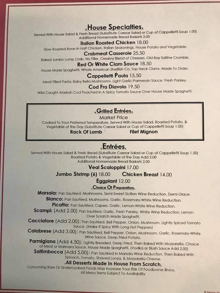 Bettelli's Villa - Wilkes Barre, PA menu_pic