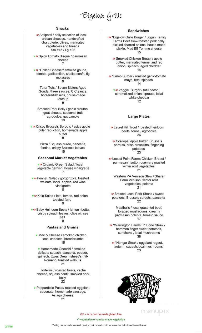 Bigelow Grille - Pittsburgh, PA menu_pic