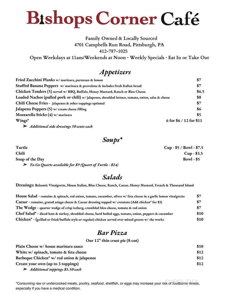 Bishop's Bar & Grill - Pittsburgh, PA menu_pic