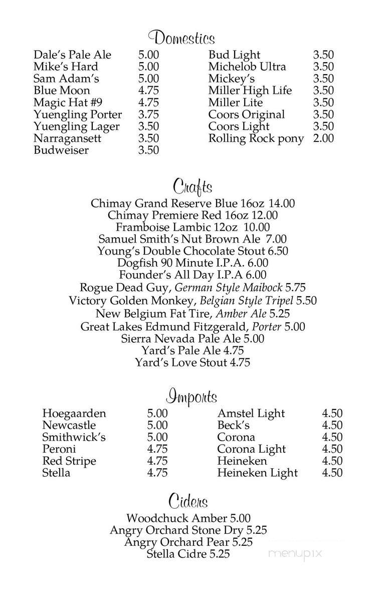 Blue Comet Bar & Grill - Glenside, PA menu_pic