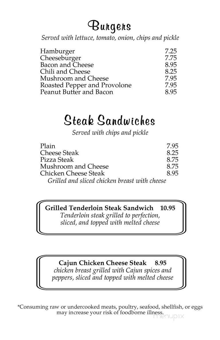 Blue Comet Bar & Grill - Glenside, PA menu_pic