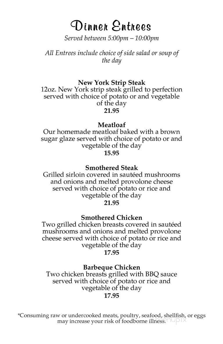 Blue Comet Bar & Grill - Glenside, PA menu_pic