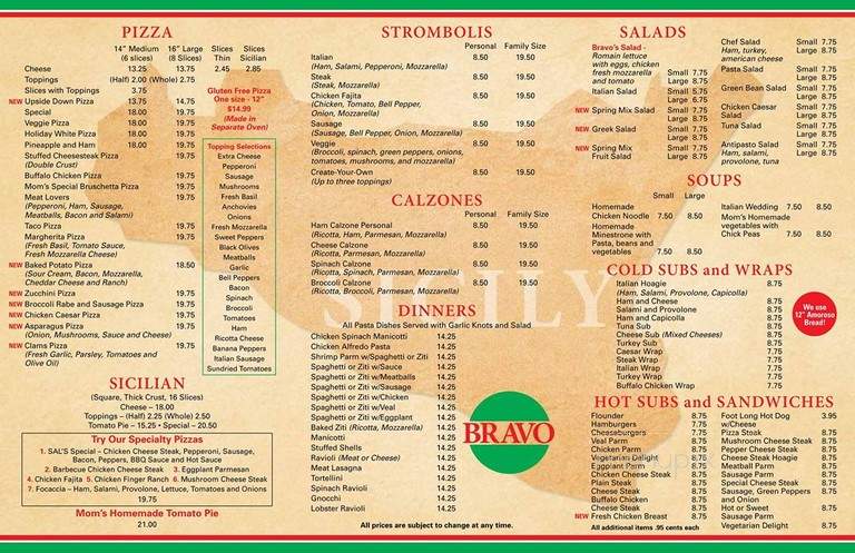 Bravo Pizza - Worcester, PA menu_pic