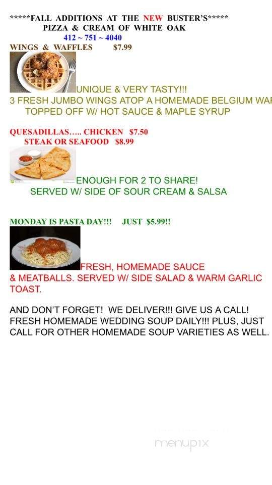 Buster's Pizza & Ice Cream - White Oak, PA menu_pic