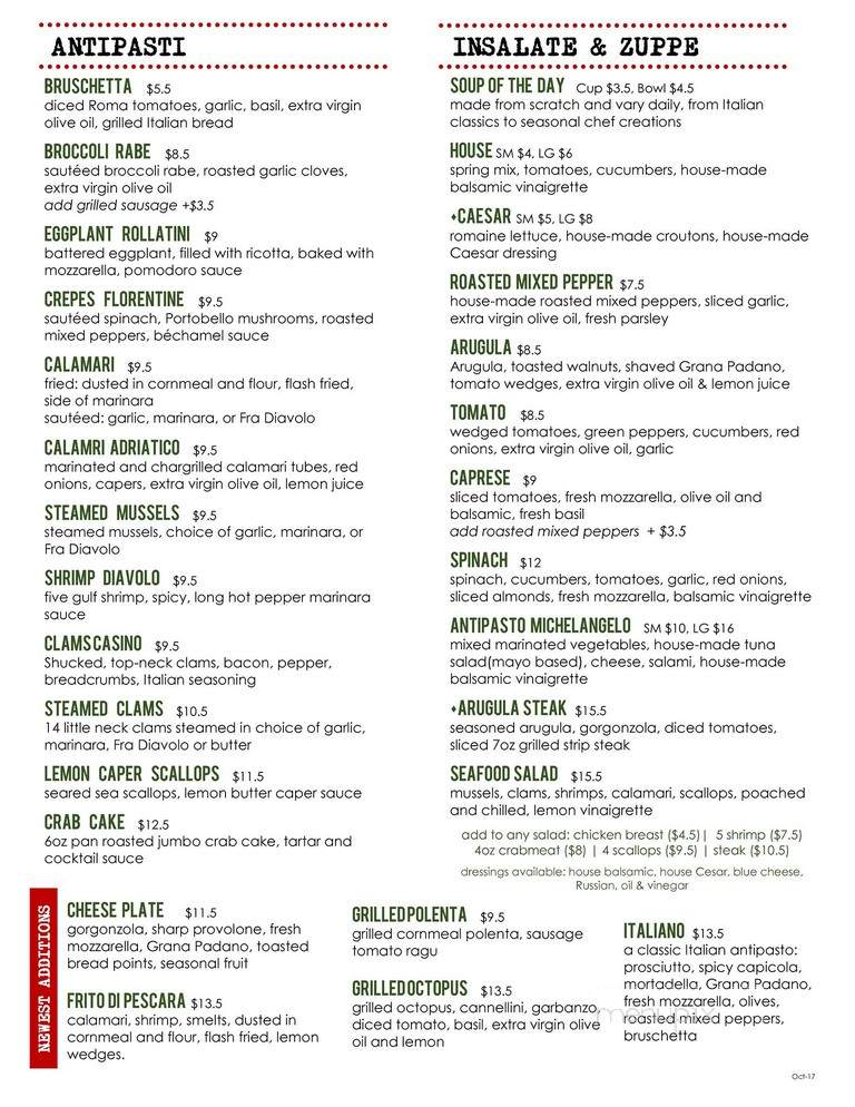Cafe Michelangelo - Philadelphia, PA menu_pic